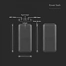 V-TAC Power Bank 10.000mAh 10W με 2 USB & Type-C Μαύρο VT-3527-B 23036