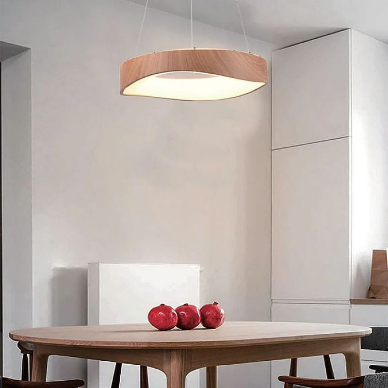 Κρεμαστό Φωτιστικό LED 18W 3000K 2100lm Ξύλο/Λευκό Ø400mm V-TAC VT-7973 23363