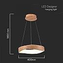 Κρεμαστό Φωτιστικό LED 18W 3000K 2100lm Ξύλο/Λευκό Ø400mm V-TAC VT-7973 23363