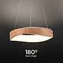 Κρεμαστό Φωτιστικό LED 18W 3000K 2100lm Ξύλο/Λευκό Ø400mm V-TAC VT-7973 23363