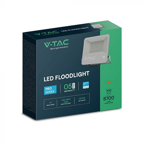 Προβολέας LED SAMSUNG 100W Ψυχρό λευκό 6400K Μαύρος  VT-44104 V-TAC 23441