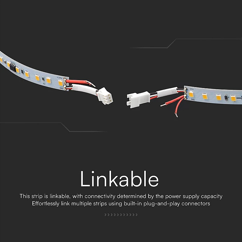 Ταινία LED RUNNIG SMD2835 DC 24V IP20 10W/m Φυσικό Λευκό 4000Κ 120L/m 10 μέτρα VT-2835-120 V-TAC 23608