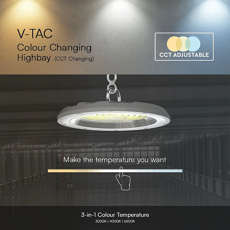 Φωτιστικό LED Καμπάνα 100W Γκρι CCT 3in1 3000K-6500K VT-91100CCT 23622 V-TAC