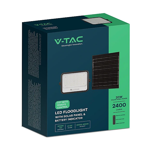 Ηλιακός Προβολέας LED 300W CCT 2000K-8000K Μαύρος VT-304W 24085 V-TAC