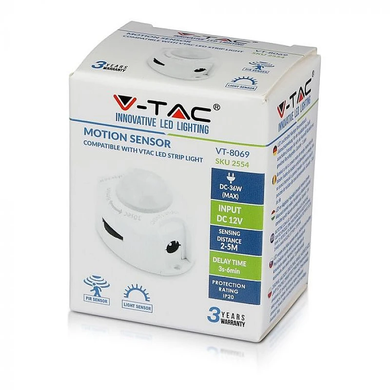 Αισθητήρας κίνησης για LED ταινία VT-8069 2554 V-TAC Αισθητήρας κίνησης για LED ταινία VT-8069 2554 V-TAC