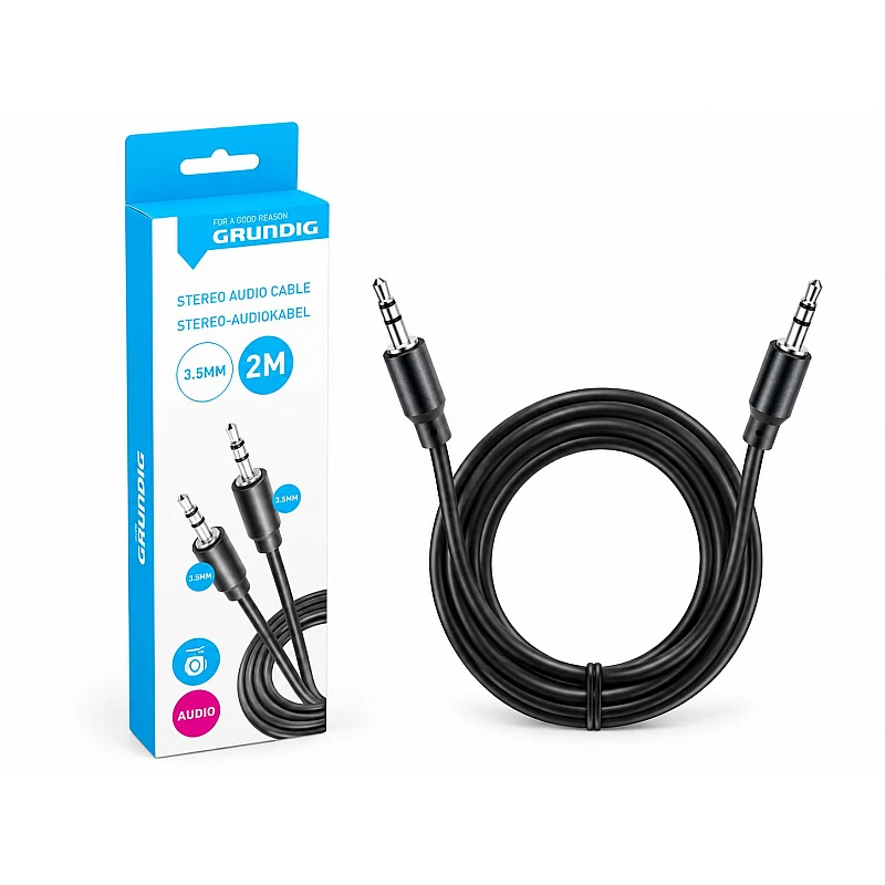 GRUNDIG Καλώδιο Ήχου AUX Stereo 3.5mm Jack σε 3.5mm Jack 2m Μαύρο 47214
