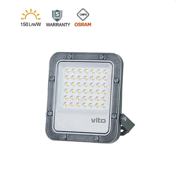 Προβολέας LED SMD 30W 4560Lm Ψυχρό Λευκό 6000Κ IP65 Γκρι RONA+ 3022755 VITO
