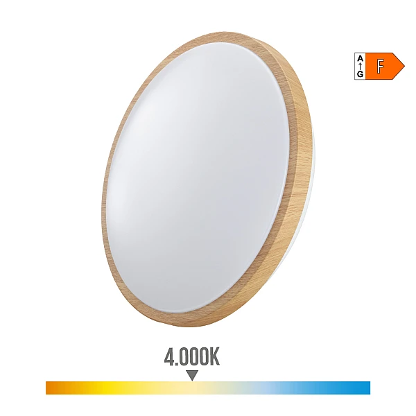 LED πλαφονιέρα 18W στρογγυλή φυσικό λευκό 4000K IP20 με εφέ ξύλου 1820lm/W 32539 EDM