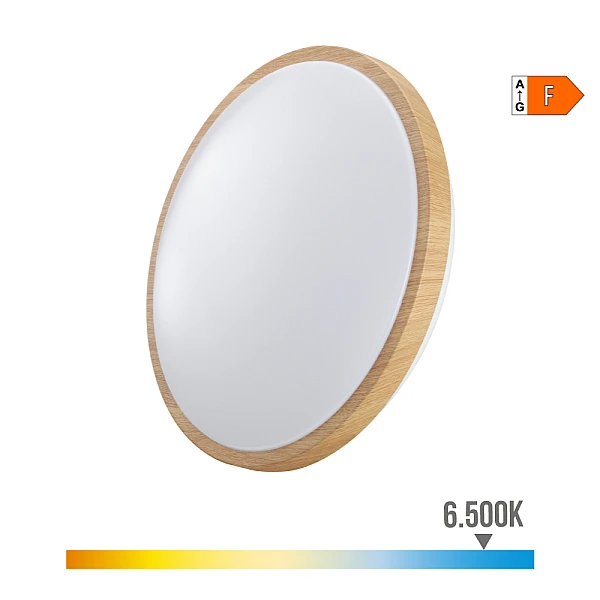 LED πλαφονιέρα 18W στρογγυλή ψυχρό λευκό 6400K IP20 με εφέ ξύλου 1820lm/W 32540 EDM