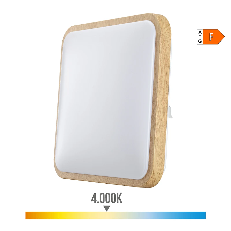 LED πλαφονιέρα 18W τετράγωνη φυσικό λευκό 4000K IP20 με εφέ ξύλου 1820lm/W 32541 EDM LED πλαφονιέρα 18W τετράγωνη φυσικό λευκό 4000K IP20 με εφέ ξύλου 1820lm/W 32541 EDM