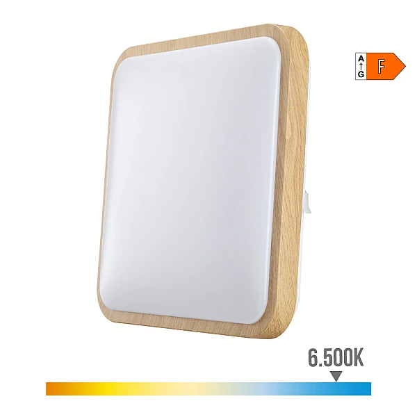 LED πλαφονιέρα 18W τετράγωνη ψυχρό λευκό 6400K IP20 με εφέ ξύλου 1820lm/W 32542 EDM
