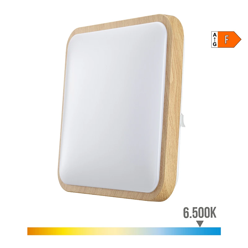 LED πλαφονιέρα 18W τετράγωνη ψυχρό λευκό 6400K IP20 με εφέ ξύλου 1820lm/W 32542 EDM LED πλαφονιέρα 18W τετράγωνη ψυχρό λευκό 6400K IP20 με εφέ ξύλου 1820lm/W 32542 EDM