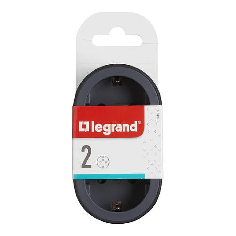 LEGRAND Πολύπριζο Ασφαλείας Σούκο σε 2 Πρίζες Σούκο Μαύρο-Γκρι 694517 LEGRAND Πολύπριζο Ασφαλείας Σούκο σε 2 Πρίζες Σούκο Μαύρο-Γκρι 694517