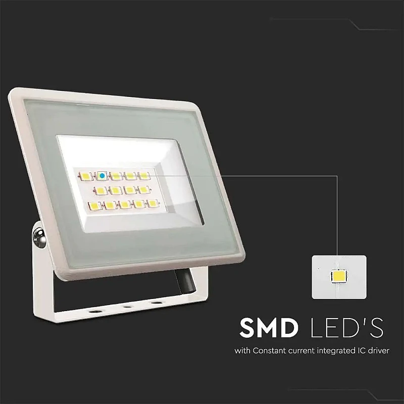 Προβολέας LED SMD LED F-Class 20W Φυσικό λευκό 4000K λευκό σώμα VT-4924 6741 V-TAC Προβολέας LED SMD LED F-Class 20W Φυσικό λευκό 4000K λευκό σώμα VT-4924 6741 V-TAC
