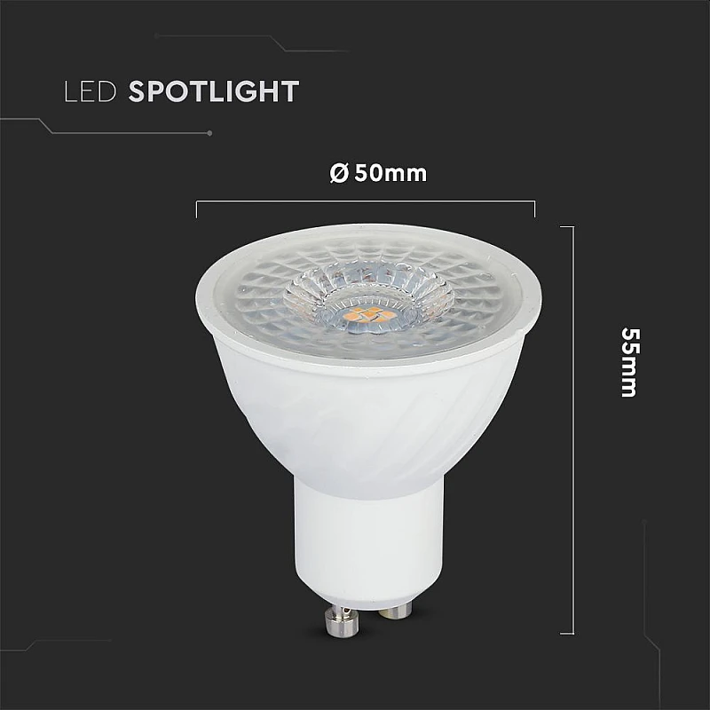 Λαμπτήρας SAMSUNG LED Dimmable σπότ 6W GU10 ψυχρό λευκό 6500K 110° VT-247D V-TAC 21200 Λαμπτήρας SAMSUNG LED Dimmable σπότ 6W GU10 ψυχρό λευκό 6500K 110° VT-247D V-TAC 21200