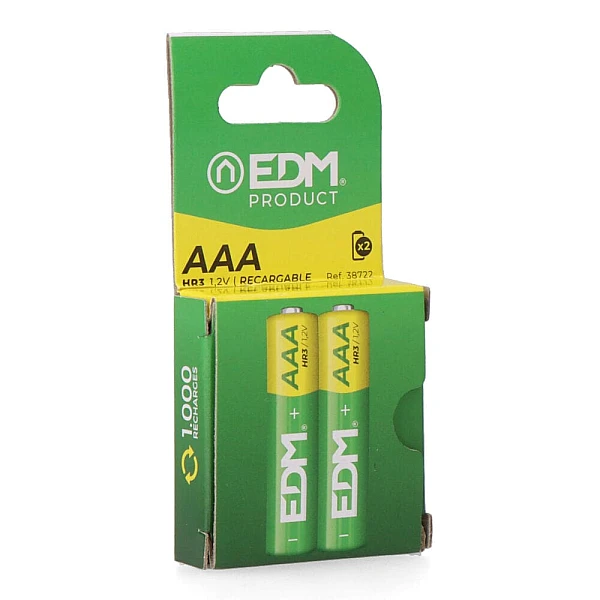 EDM Spain Μπαταρία Επαναφορτιζόμενη ECO-SERIES AAA 950mAh 38722  2 Τεμάχια EDM Spain Μπαταρία Επαναφορτιζόμενη ECO-SERIES AAA 950mAh 38722  2 Τεμάχια