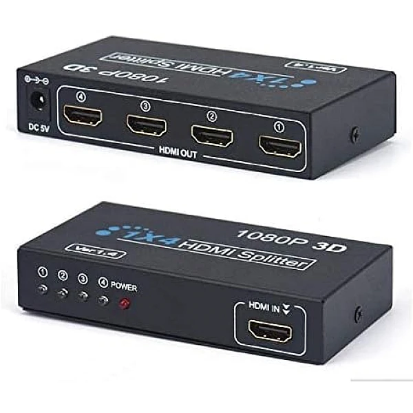 HDMI Splitter 1x4  Διανεμητής υψηλής ευκρίνειας 1 είσοδος σε 4 Εξόδους με 2K/3D/1080P 901010