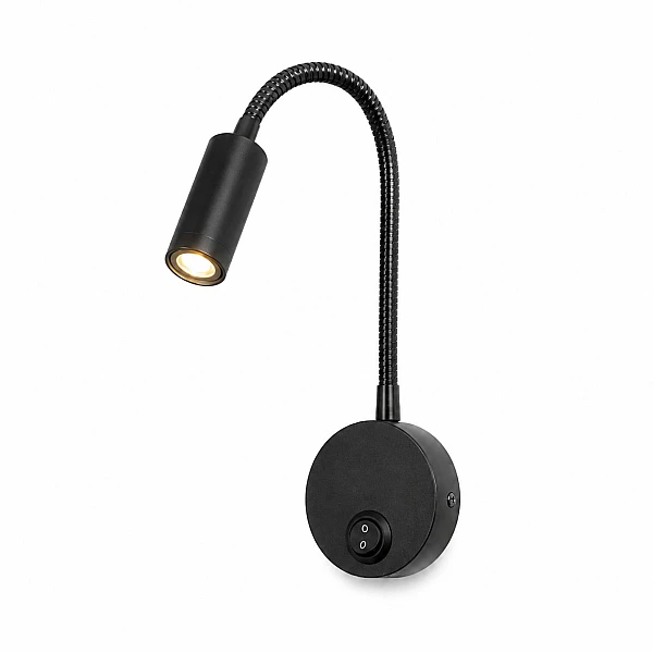 LED Reading Light 3W – Απλίκα Κρεβατιού με Διακόπτη On/Off Μαύρη 4000Κ 2230 OEM
