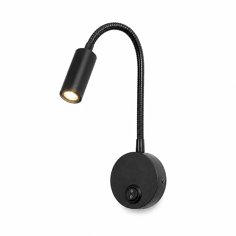 LED Reading Light 3W – Απλίκα Κρεβατιού με Διακόπτη On/Off Μαύρη 4000Κ 2230 OEM