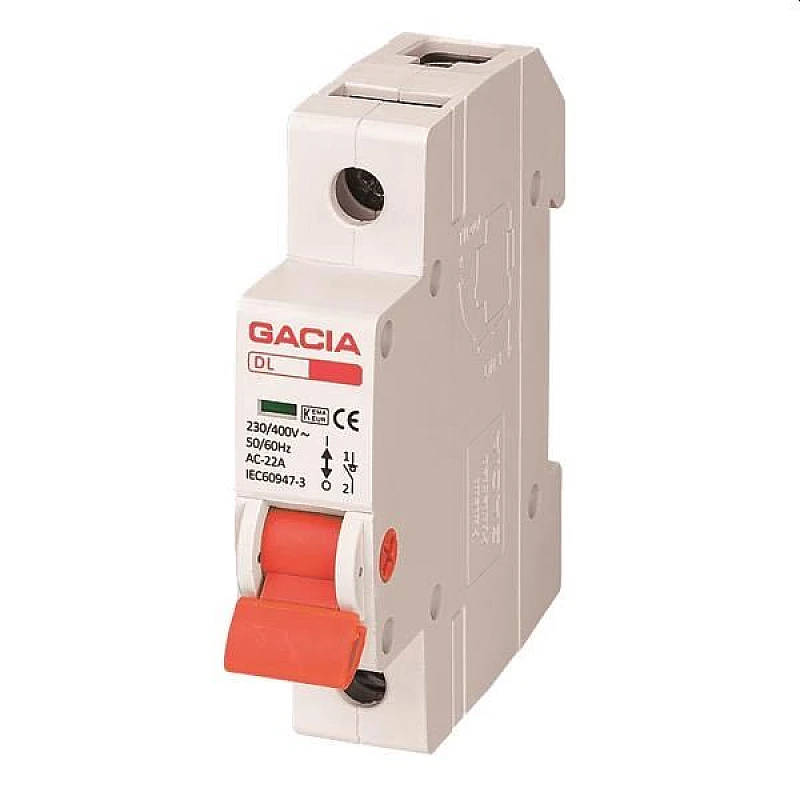 Διακόπτης ράγας μονοφασικός 1X25A 500-43600 GACIA