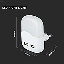 Φωτάκι νυκτός LED Samsung SMD 3000K τετράγωνο με αισθητήρα φωτός και θύρες USB 2.0A VT-84-SQ 507 VTAC Φωτάκι νυκτός LED Samsung SMD 3000K τετράγωνο με αισθητήρα φωτός και θύρες USB 2.0A VT-84-SQ 507 VTAC