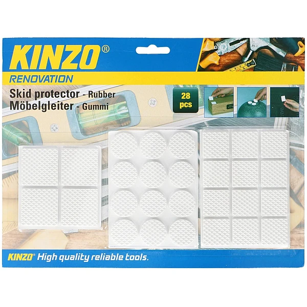 KINZO 15669 Αντιολισθητικά αυτοκόλλητα Πατάκια σετ 28 τεμαχίων Λευκά