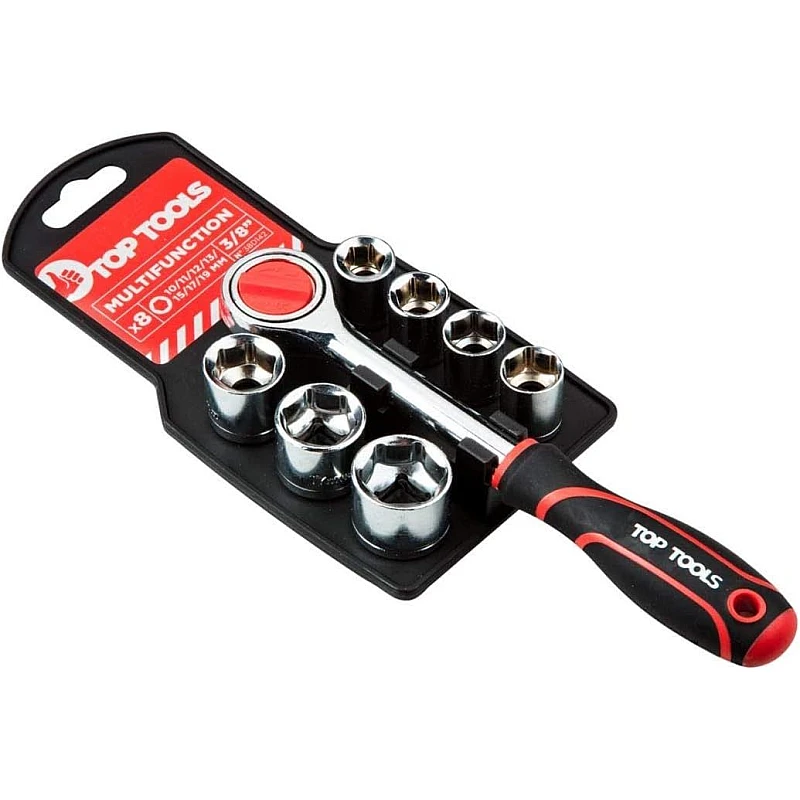 TOP-TOOLS Σετ καστάνια και καρυδάκια 7 τεμάχια έως 19mm και έως 3/8 ιντσών 38D142