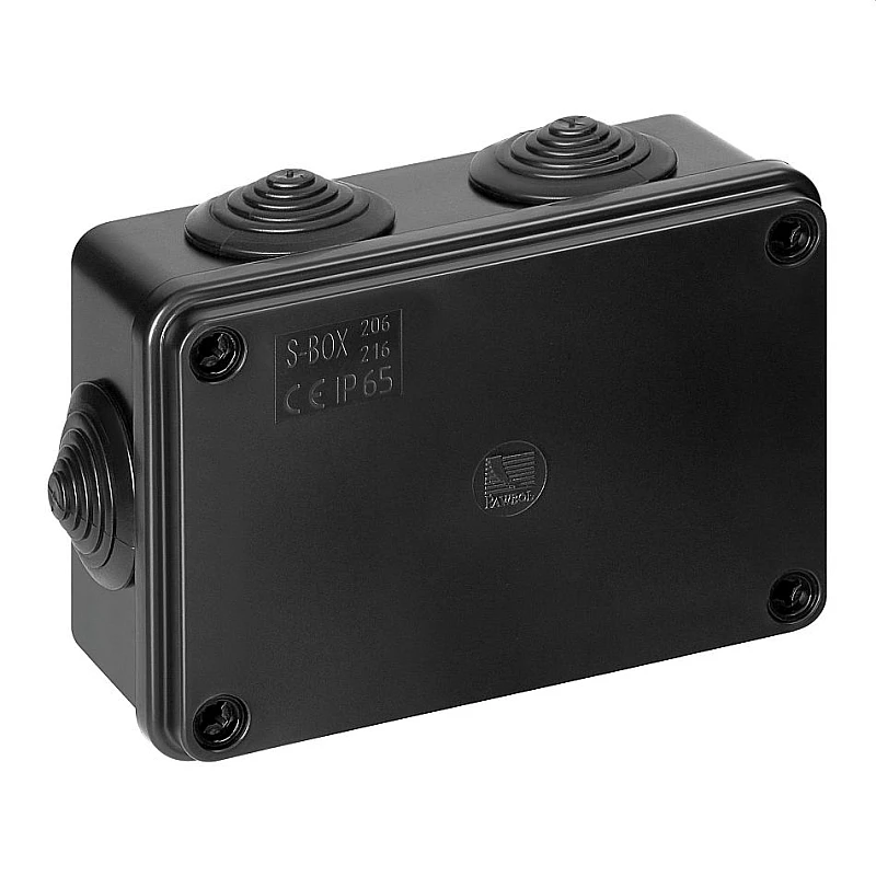 ORNO Στεγανό κουτί διακλάδωσης IP65 120×80×50mm 6 είσοδοι καλωδίων Μαύρο UV Resistant OR-JB-13824/6/B