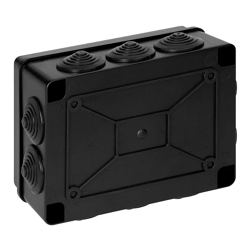 ORNO Στεγανό κουτί διακλάδωσης IP65 150×110×70mm 10 είσοδοι καλωδίων Μαύρο UV Resistant OR-JB-13825/10/B