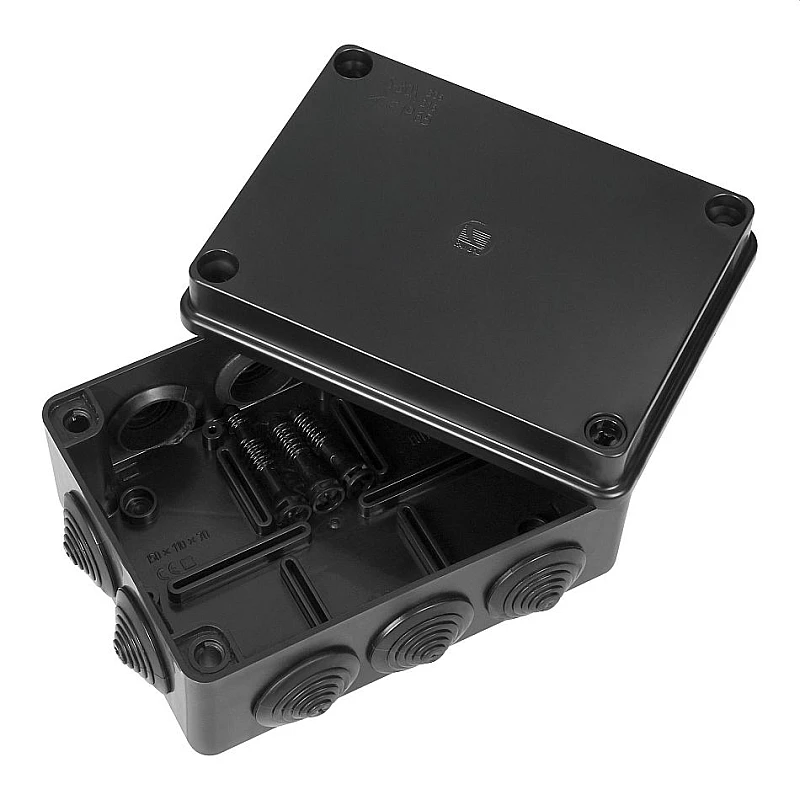 ORNO Στεγανό κουτί διακλάδωσης IP65 150×110×70mm 10 είσοδοι καλωδίων Μαύρο UV Resistant OR-JB-13825/10/B