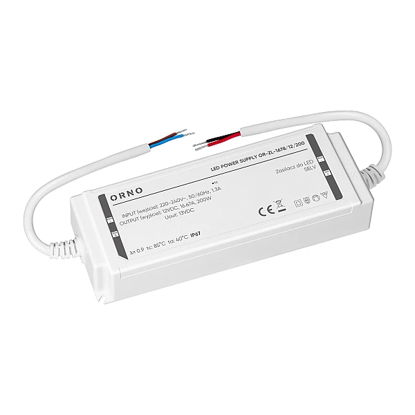 Τροφοδοτικό ταινίας Led 200W 12V 16.67A Αδιάβροχο IP67 OR-ZL-1678/12/200 ORNO