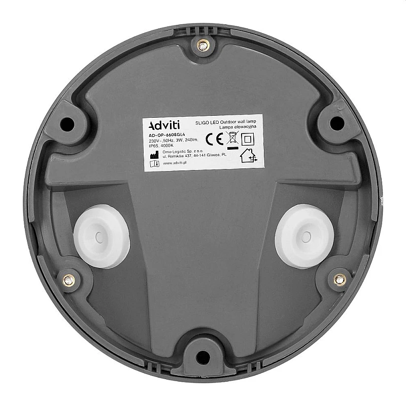 Φωτιστικό LED Adviti 3W επίτοιχο στρογγυλό Φυσικό Λευκό 4000K Γκρι Ματ SLIGO AD-OP-6608GL4 Orno