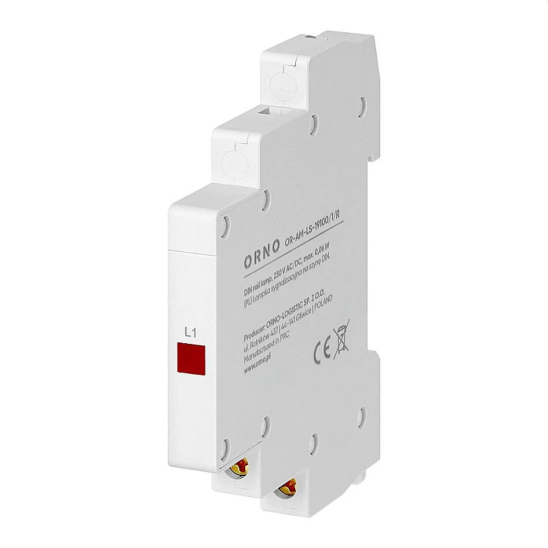 ORNO Ενδεικτική λυχνία LED ράγας DIN 230V AC κόκκινη 0,06W  OR-AM-LS-19100/1/R