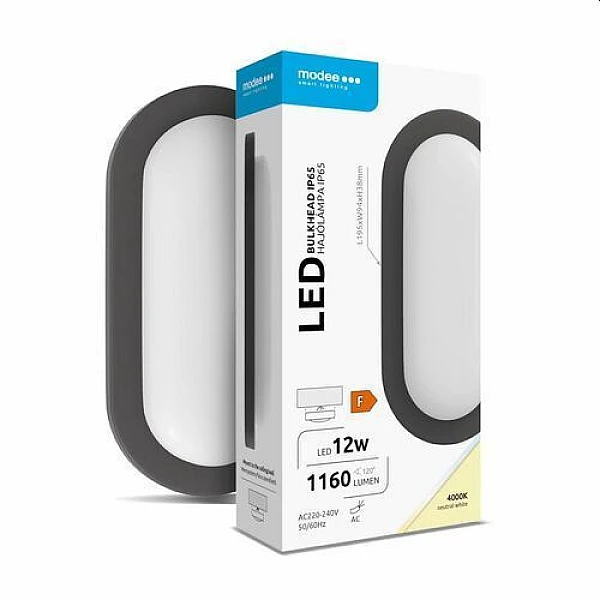 Απλίκα LED Οβάλ Μαύρη 12W 1160Lm 195X94X38mm Φυσικό Λευκό 4000K ML-BH4000K12WO-B modee A.T.C.