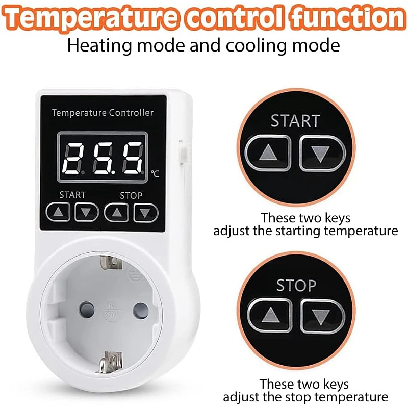 Θερμοστάτης Πρίζας Ψηφιακός -20° ~ 120°C 10A 230V με αισθητήρα θερμοκρασίας 53A2 OEM Θερμοστάτης Πρίζας Ψηφιακός -20° ~ 120°C 10A 230V με αισθητήρα θερμοκρασίας 53A2 OEM