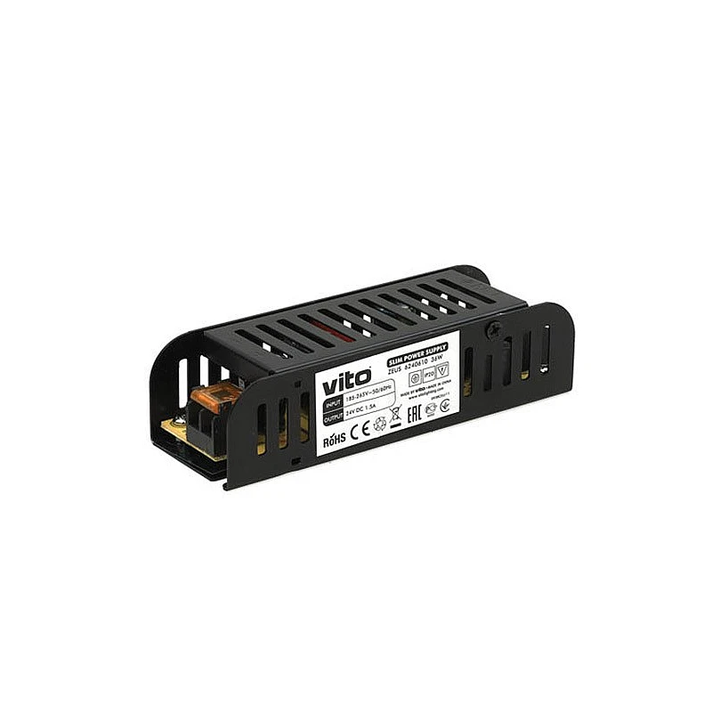 Τροφοδοτικό ταινίας Led ZEUS SLIM 36W 24V 1.5A 6240610 VITO Τροφοδοτικό ταινίας Led ZEUS SLIM 36W 24V 1.5A 6240610 VITO