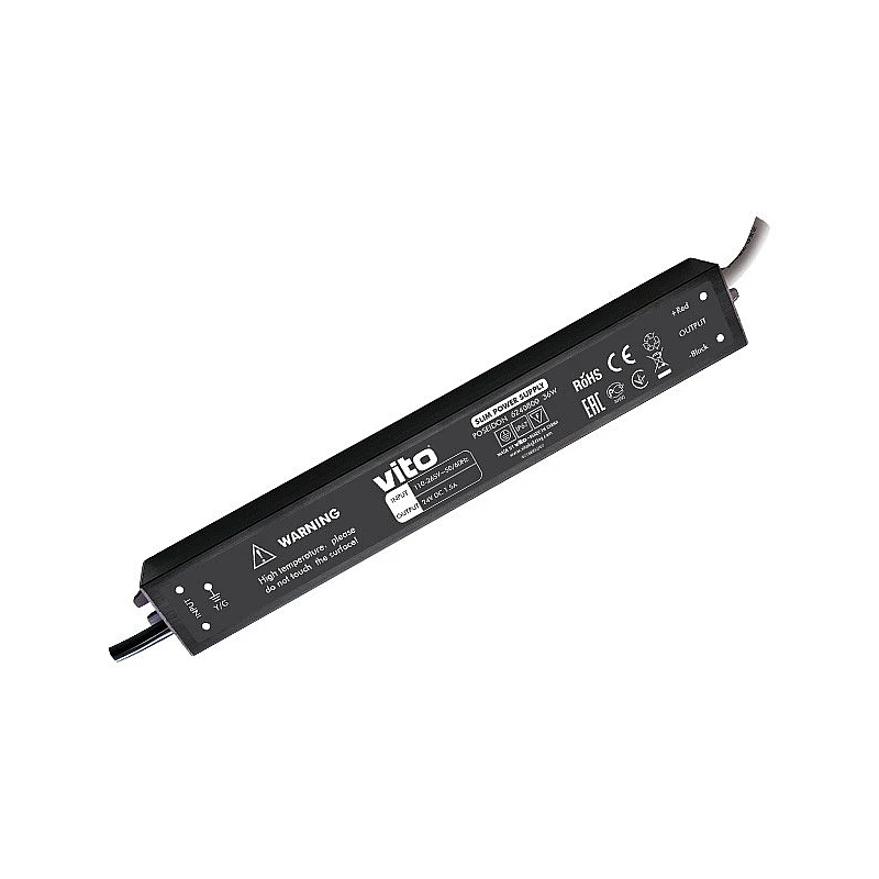 Τροφοδοτικό ταινίας Led POSEIDON SLIM 36W 24V 1.5A IP67 6240800 VITO