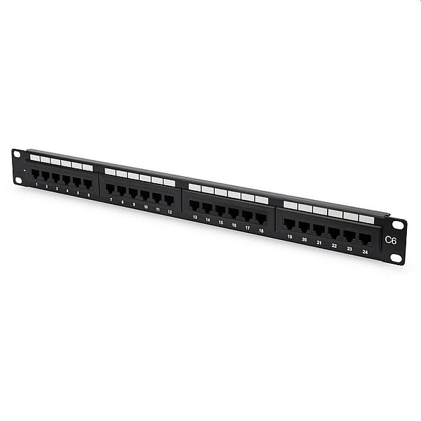 PP-UTPC6-24 Patch panel 19" CAT 6 UTP 24 θυρών σε μαύρο χρώμα 1U OEM