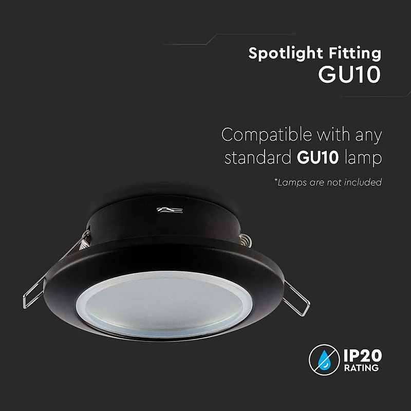Σποτ οροφής GU10 στρογγυλό Φ70mm στεγανό IP44 μαύρο με γυαλί VT-981 6699 V-TAC Σποτ οροφής GU10 στρογγυλό Φ70mm στεγανό IP44 μαύρο με γυαλί VT-981 6699 V-TAC