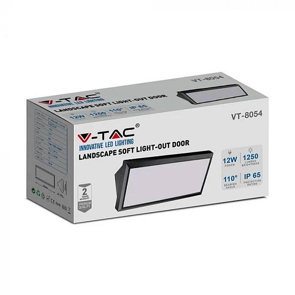 Φωτιστικό LED απλίκα 12W γωνία IP65 4000K φυσικό λευκό με λευκό σώμα VT-8054 V-TAC 6814