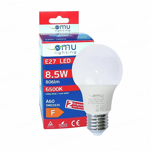 Λαμπτήρας Led E27 A60 8.5Watt Ψυχρό Λευκό 6500K 58066500 OMU Lighting 