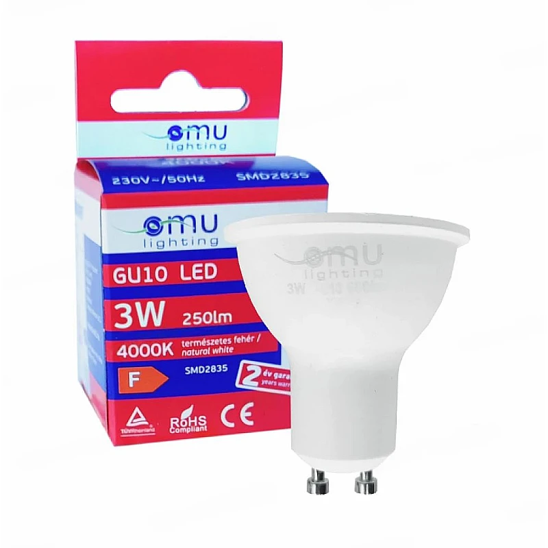 Λαμπτήρας LED σποτ 3W GU10 110º Φυσικό λευκό 4000K 02504000 OMU Lighting Λαμπτήρας LED σποτ 3W GU10 110º Φυσικό λευκό 4000K 02504000 OMU Lighting