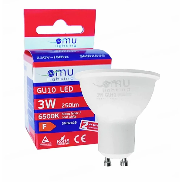 Λαμπτήρας LED σποτ 3W GU10 110º Ψυχρό λευκό 6500K 02506500 OMU Lighting