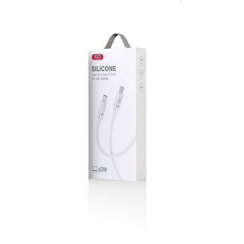 XO NB-Q252B SILICONE USB 2.0 Cable USB-C to USB-C 60W Λευκό 1m XO NB-Q252B SILICONE USB 2.0 Cable USB-C to USB-C 60W Λευκό 1m