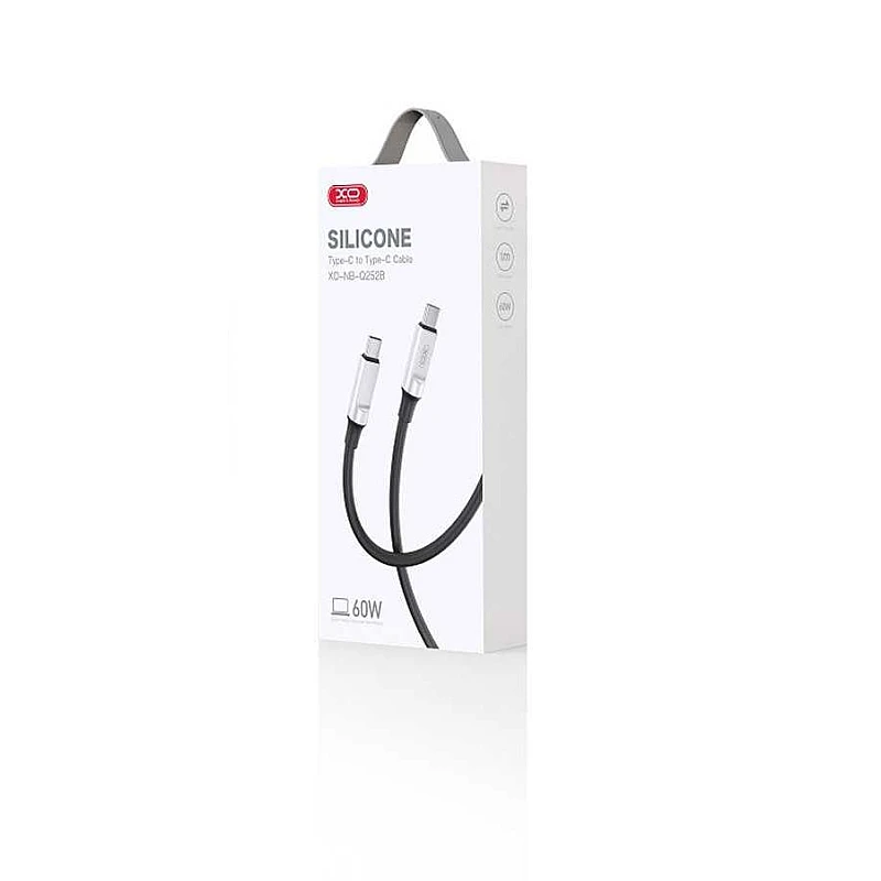 XO NB-Q252B SILICONE USB 2.0 Cable USB-C to USB-C 60W Μαύρο 1m XO NB-Q252B SILICONE USB 2.0 Cable USB-C to USB-C 60W Μαύρο 1m