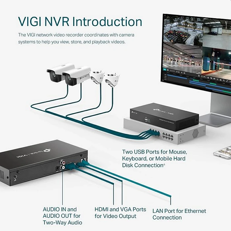 TP-LINK NVR καταγραφικό VIGI NVR1008H, 8MP, 8 κανάλια, Ver. 2.0 TP-LINK NVR καταγραφικό VIGI NVR1008H, 8MP, 8 κανάλια, Ver. 2.0