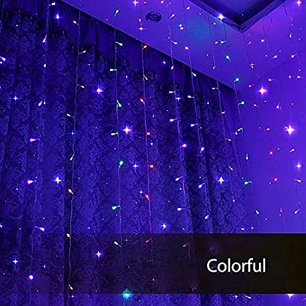 Χριστουγεννιάτικα λαμπάκια LED Κουρτίνα 144Led 3x1m Πολύχρωμα με κοντρόλ 8 λειτουργιών DM-220RGB OEM