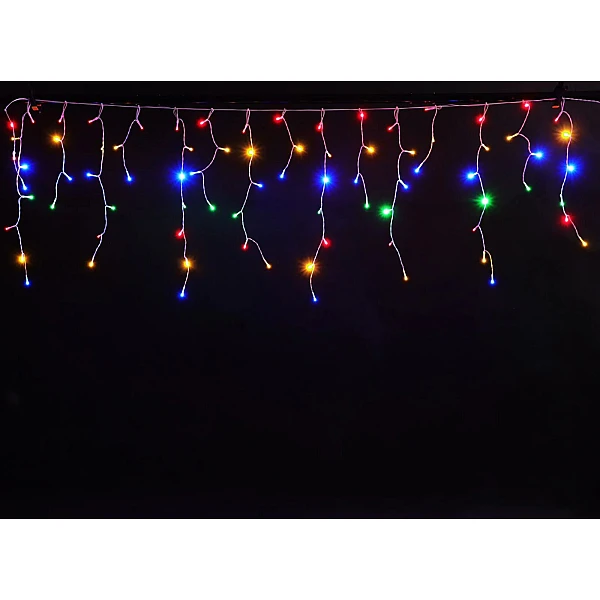 Χριστουγεννιάτικα λαμπάκια LED Βροχή 100Led 180x60cm με διάφανο καλώδιο, Πολύχρωμο Αδιάβροχη IP44 18060C OEM