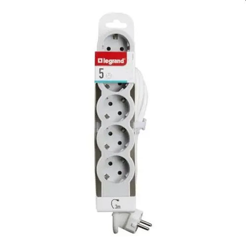 LEGRAND Πολύπριζο 5 Θέσεων με Καλώδιο 3m Άσπρο-Γκρι 694563 χωρίς διακόπτη LEGRAND Πολύπριζο 5 Θέσεων με Καλώδιο 3m Άσπρο-Γκρι 694563 χωρίς διακόπτη
