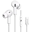HY-K130 Handsfree Ακουστικά Stereo earphone με μικρόφωνο με βύσμα Type C λευκό OEM